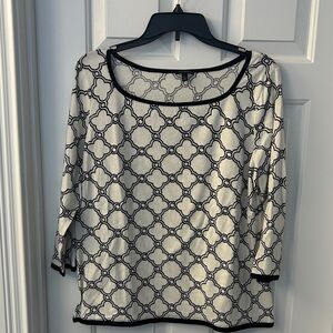 Talbots Cream and Black Patterned Blouse